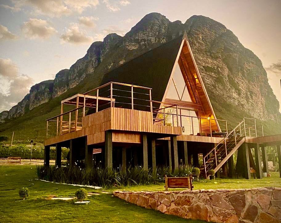 Vista externa da cabana