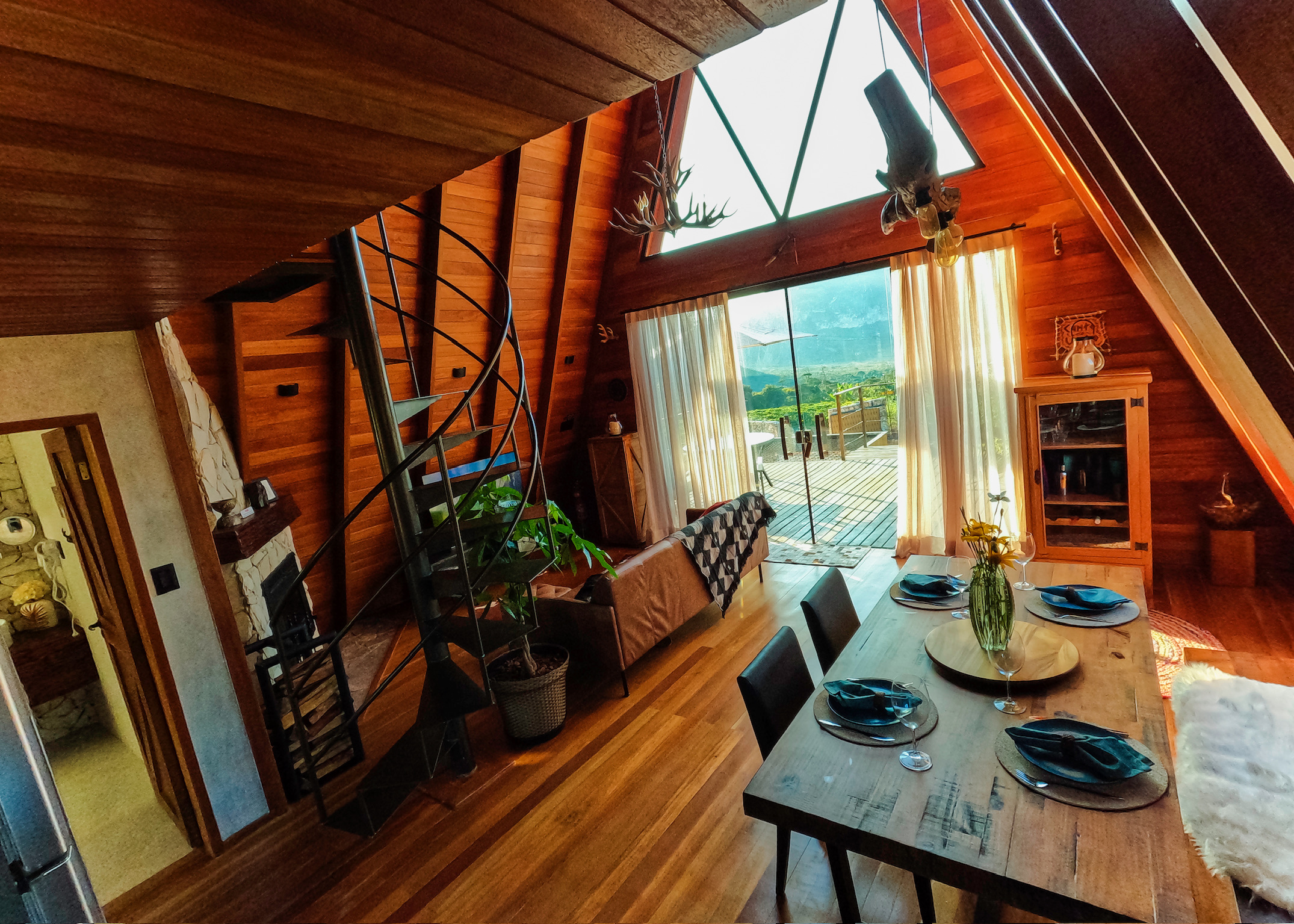 Sala de estar da cabana