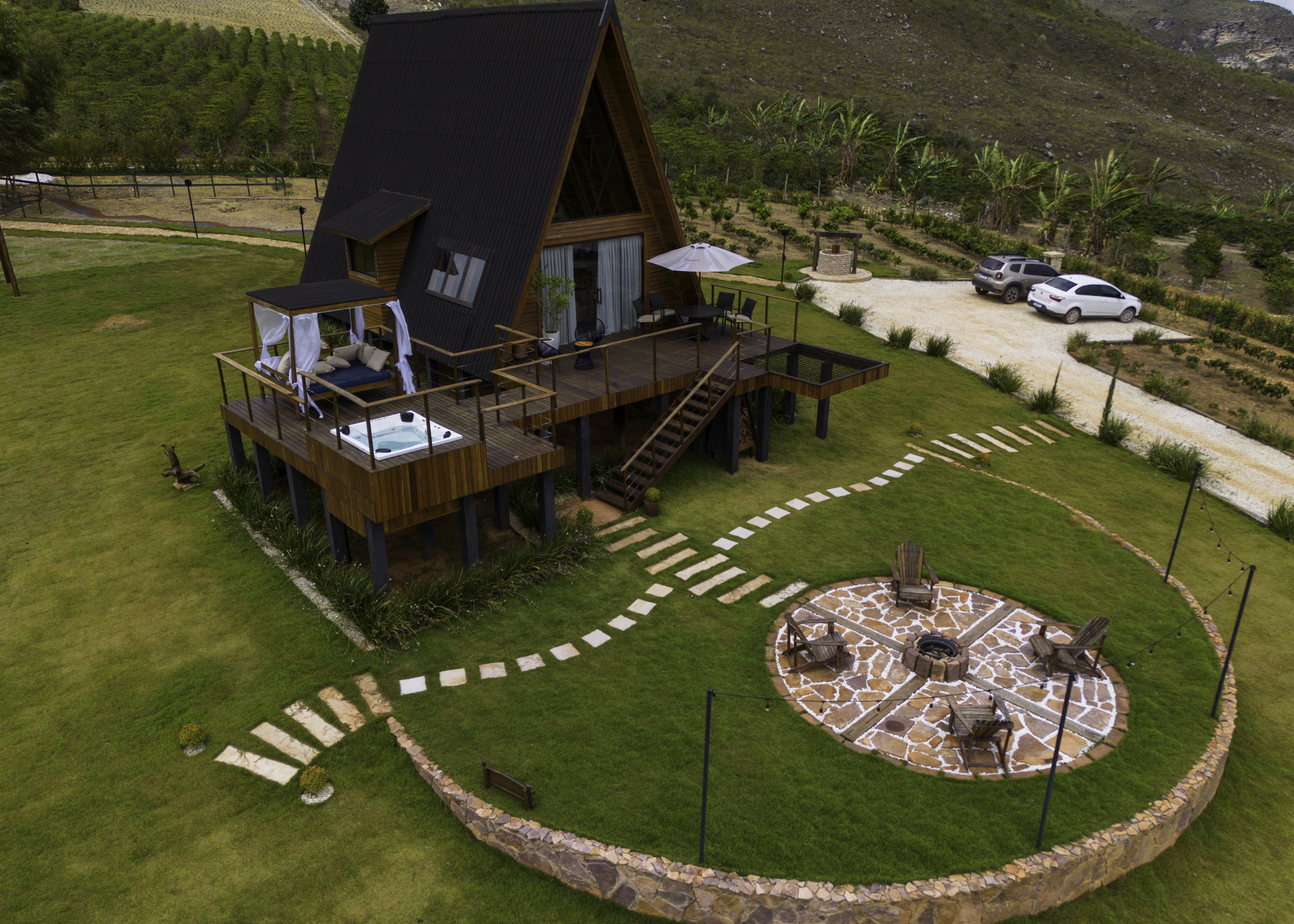 Cabana com vista panorâmica da montanha